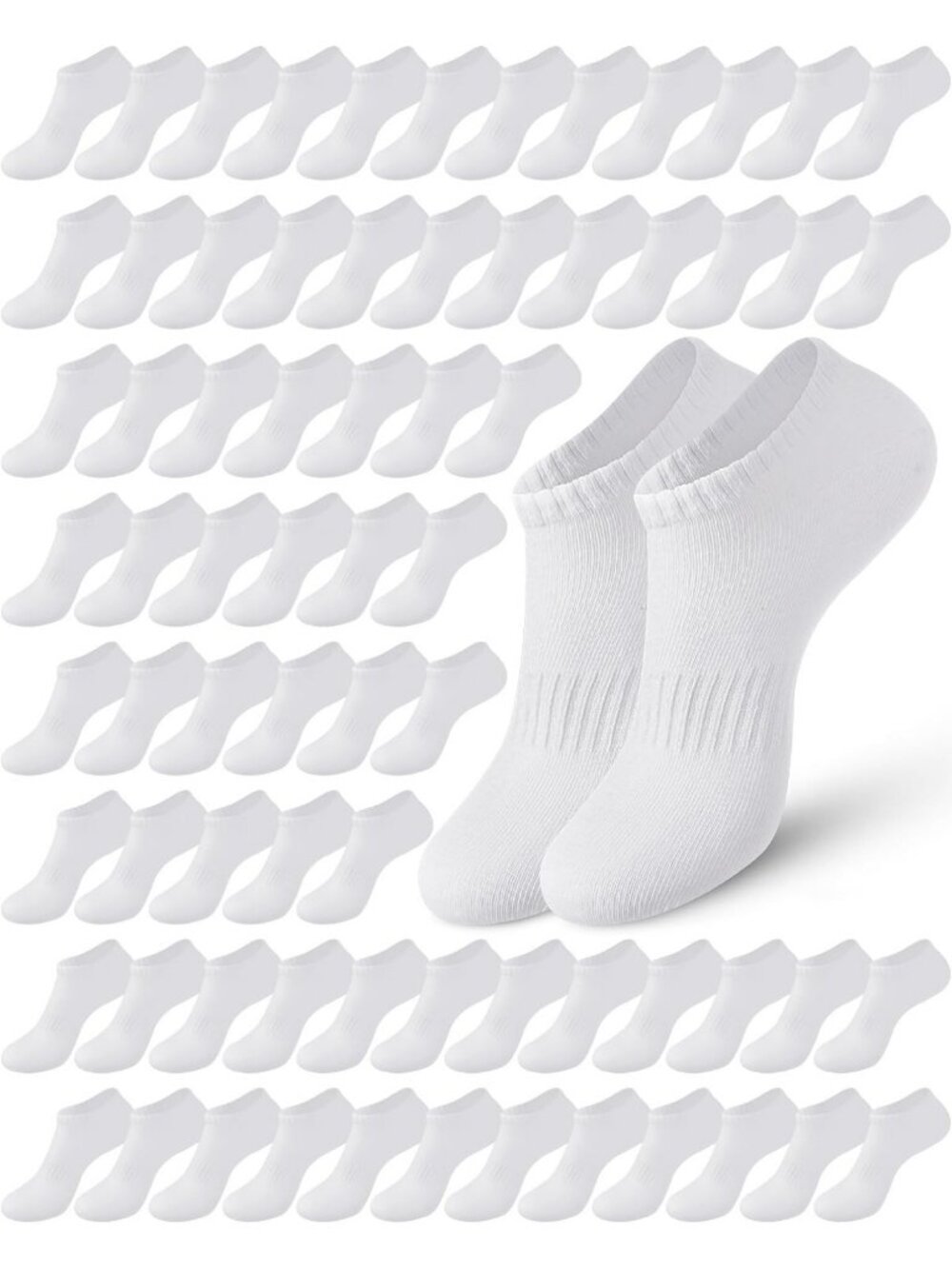 100 Pcs Unisex No Show Ankle Socks - Bulk Non-Slip, Comfortable & Breathable